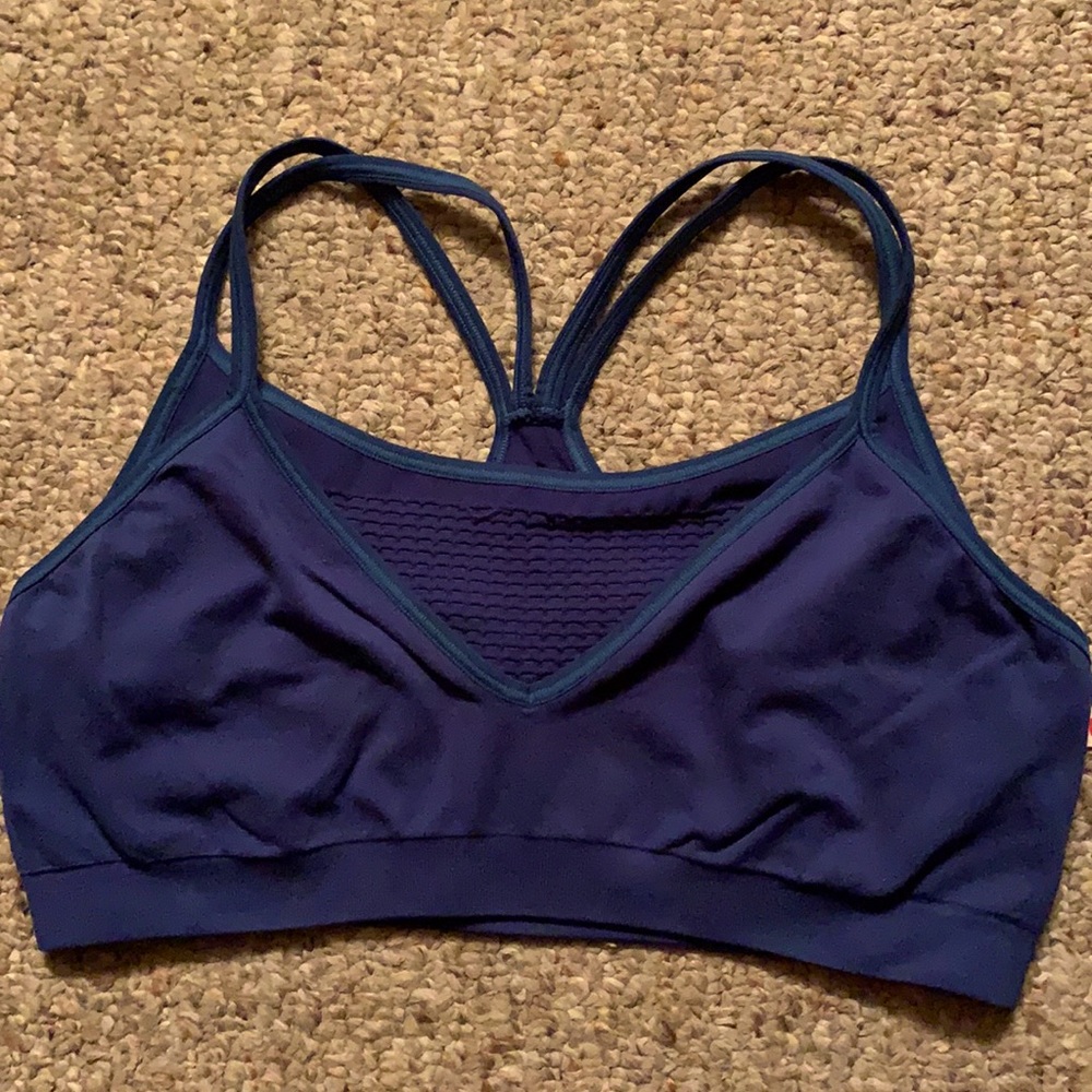 GapBody | Royal Teal | Seamless Mesh Racerback Bralette | Large